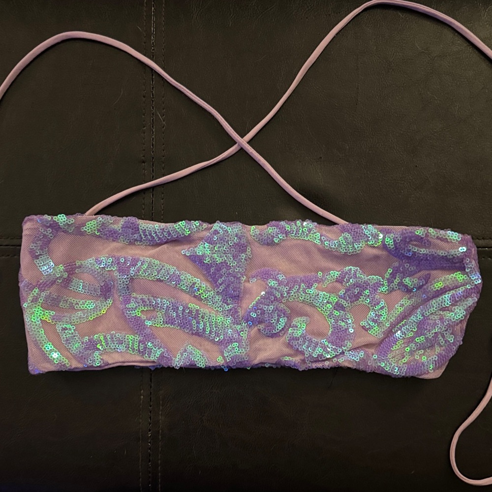 Lucy in the Sky Purple Sequin Crop Top